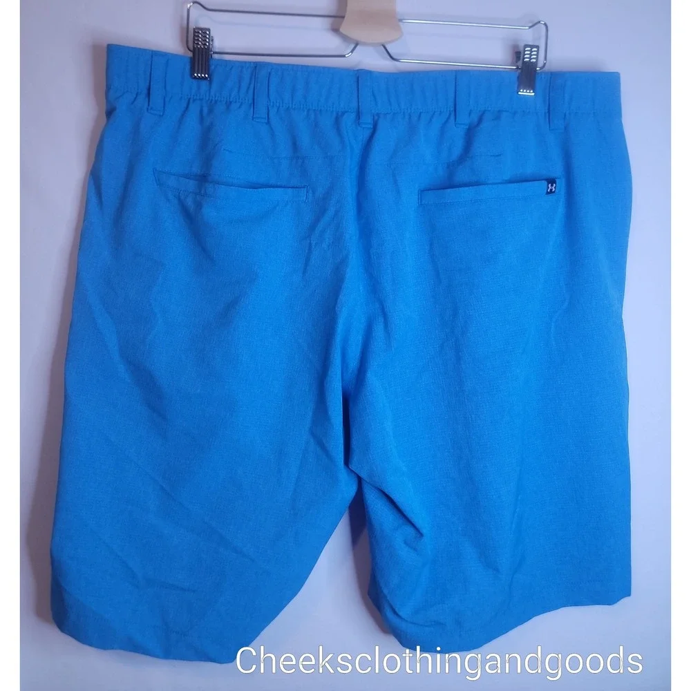 Under Armour Loose Heatgear Golf Shorts Blue Mens Size 42 Active Performance